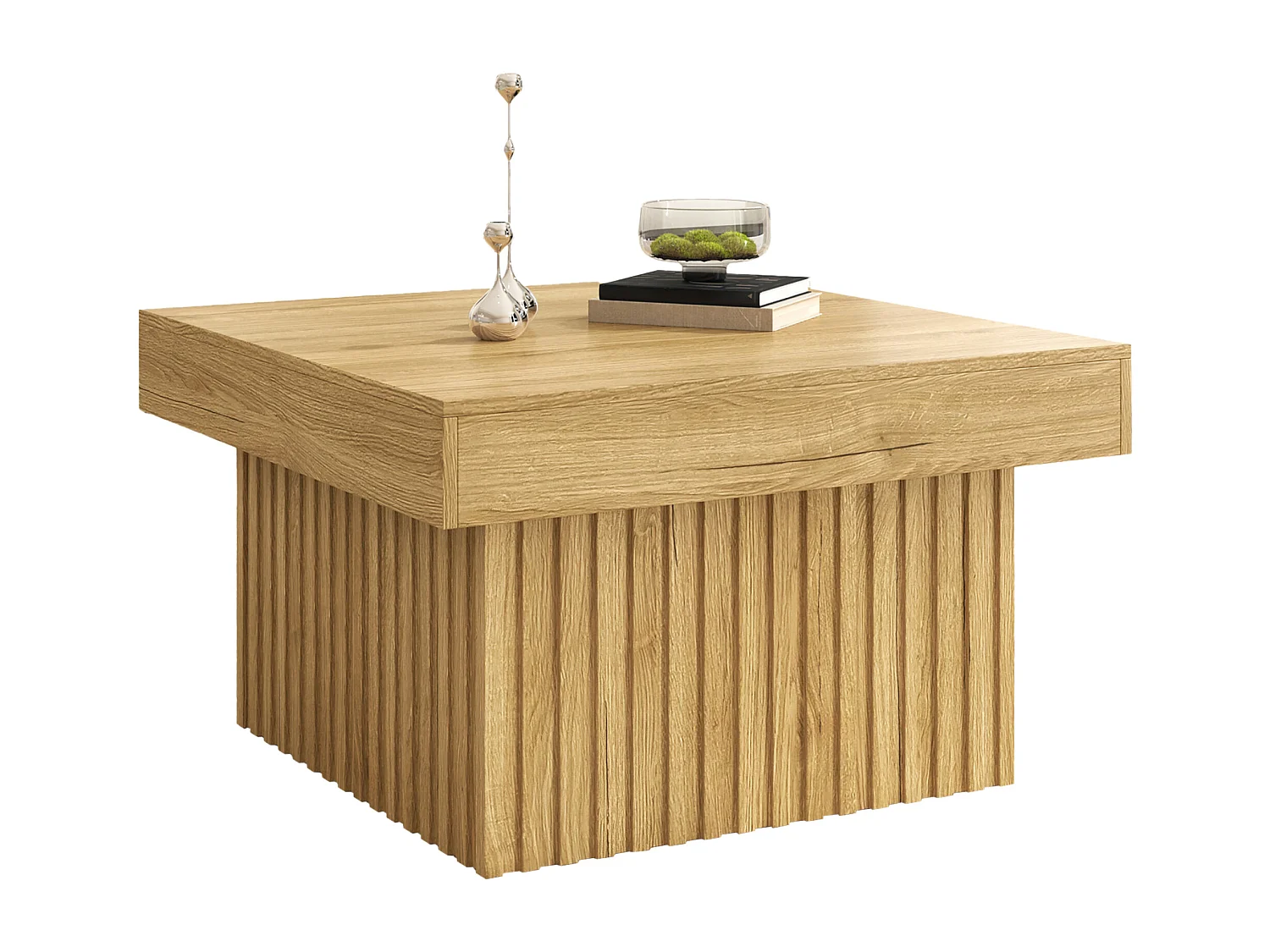 Natürlicher Couchtisch mit quadratischer Platte und MDF-Gestell – für Wohnzimmer und Esszimmer