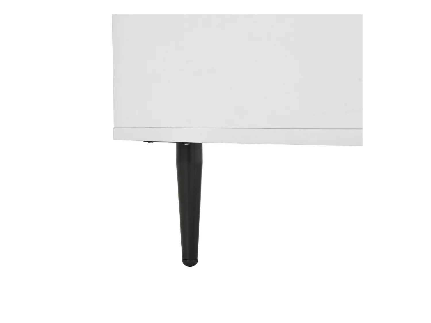 Table basse blanche avec plateau réglable en hauteur et rangement, éclairage LED - 4 pieds noirs
