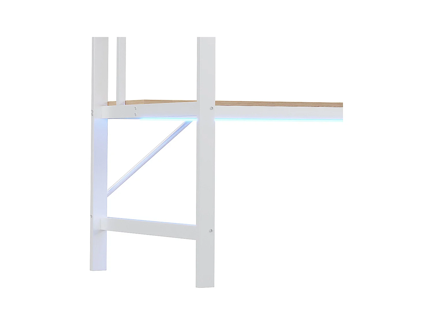 Lit mezzanine 90x200 cm avec éclairage USB et LED, étagères et bureau, blanc - sans matelas