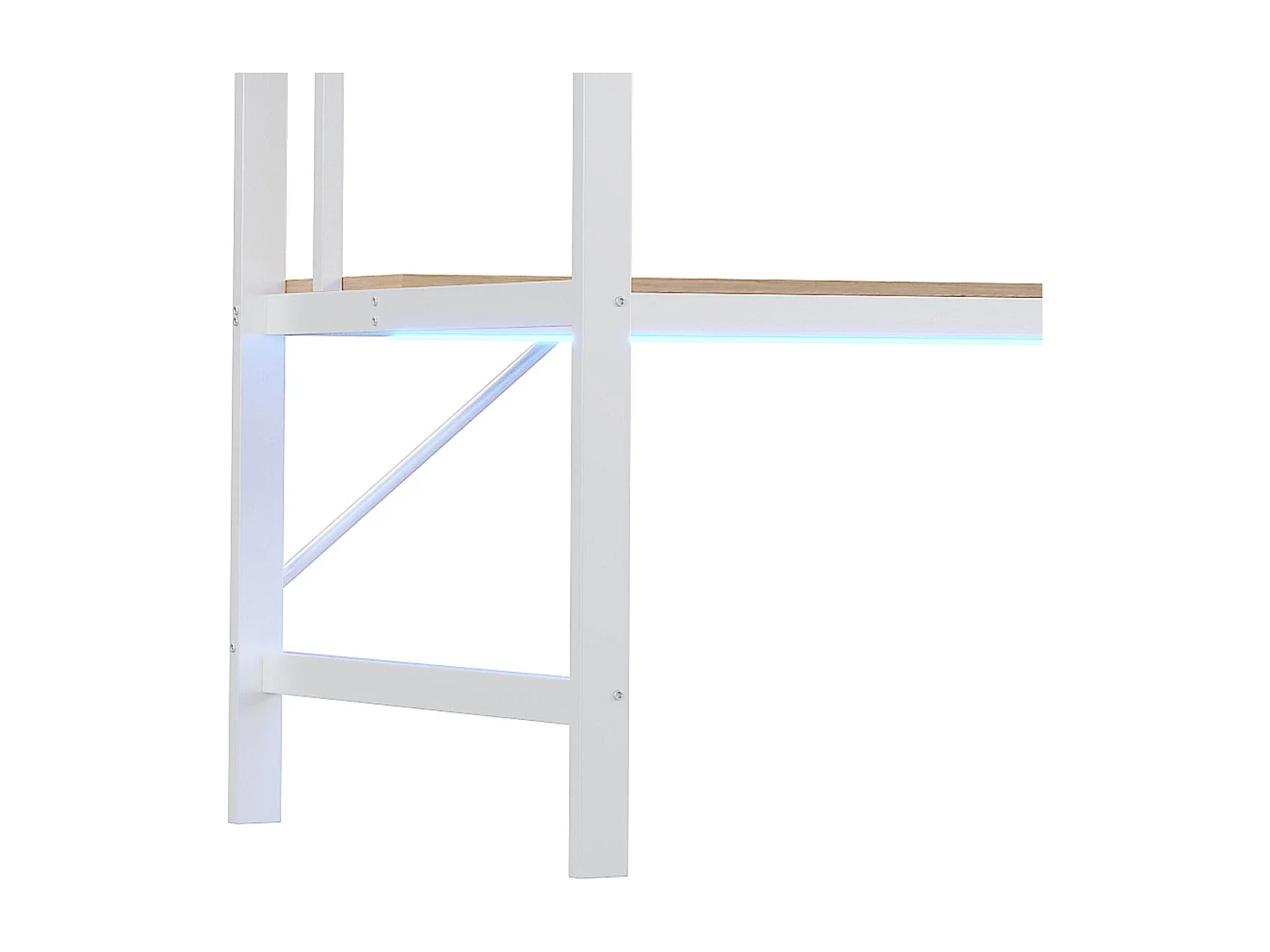 Hoogslaper 90x200 cm met USB- en LED-verlichting, planken en bureau, wit - zonder matras
