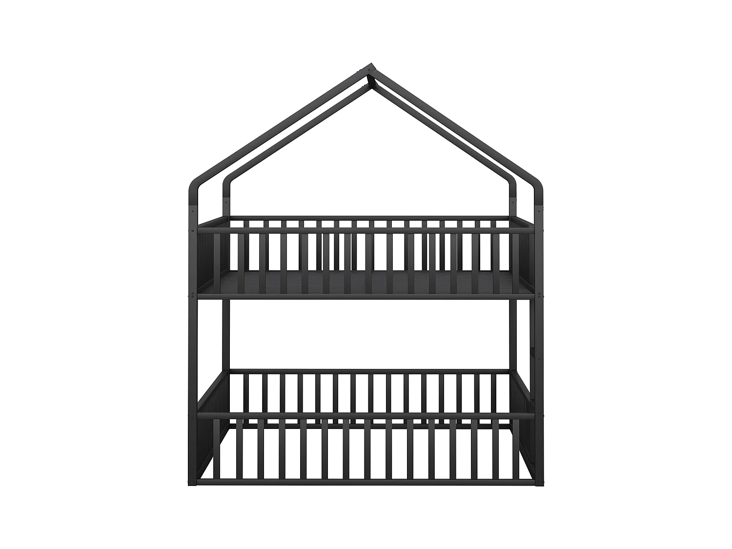 Lit superposé enfant 140x200 cm avec escalier et barrières de sécurité, noir - sans matelas