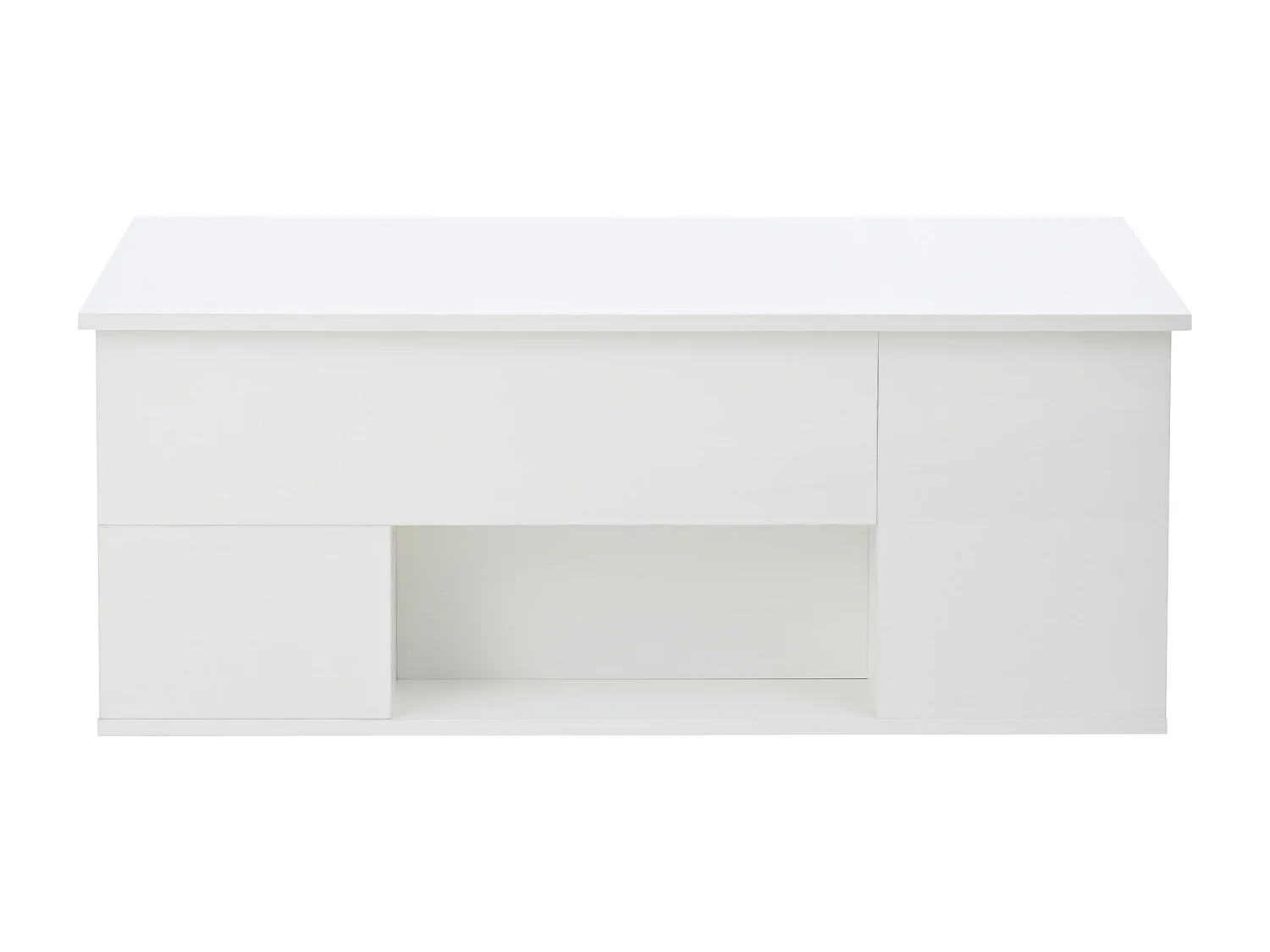 Table basse relevable Table basse LED avec 2 tiroirs et 2 tabourets - Blanc