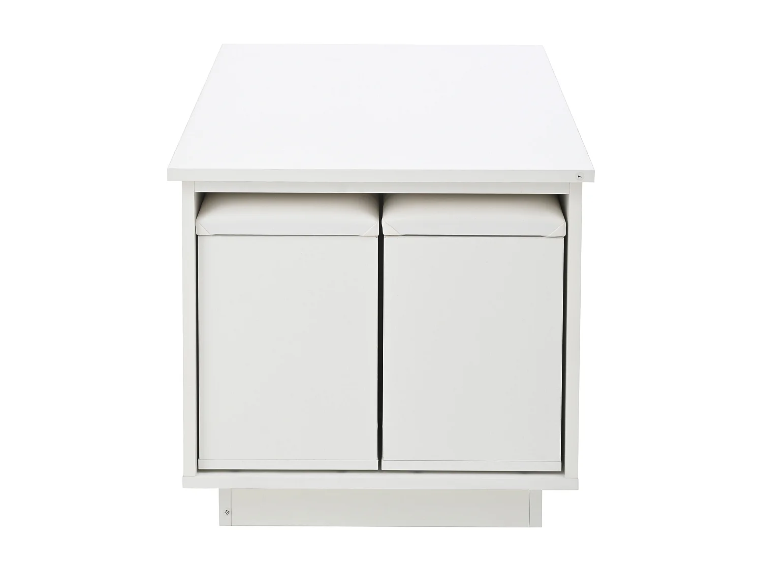 Table basse relevable Table basse LED avec 2 tiroirs et 2 tabourets - Blanc