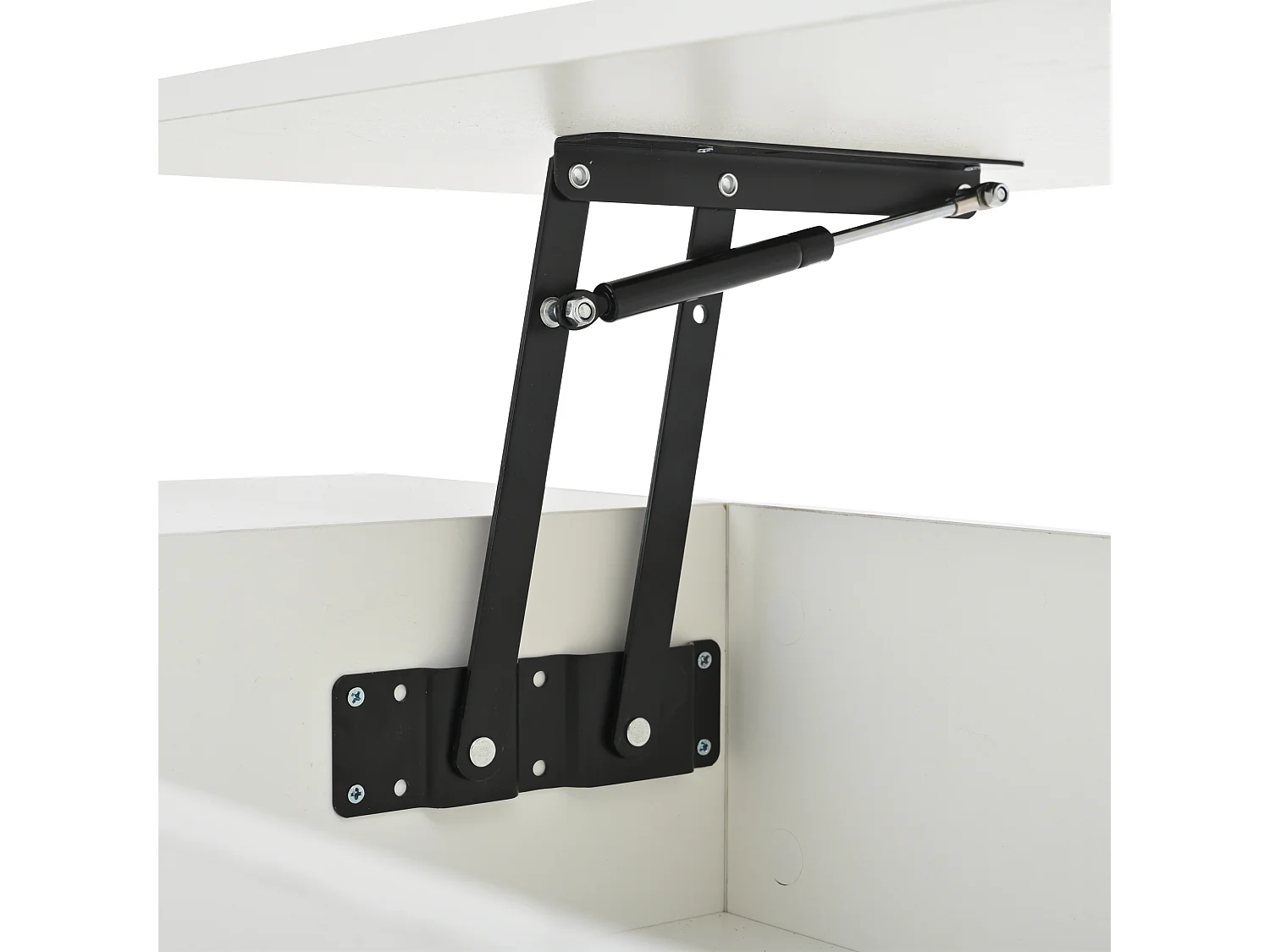 Table basse relevable Table basse LED avec 2 tiroirs et 2 tabourets - Blanc