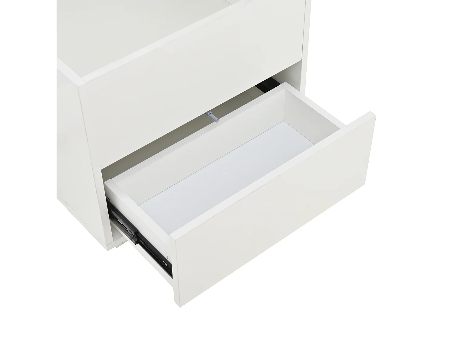 Table basse relevable Table basse LED avec 2 tiroirs et 2 tabourets - Blanc