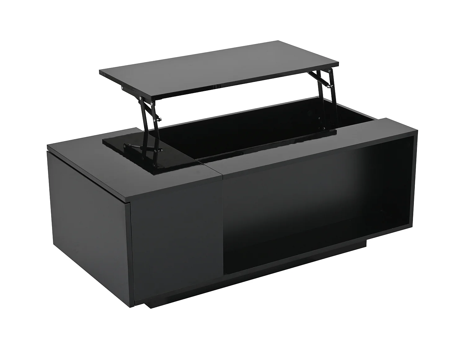 Table basse relevable Table basse noir avec éclairage LED et 1 tiroir de rangement