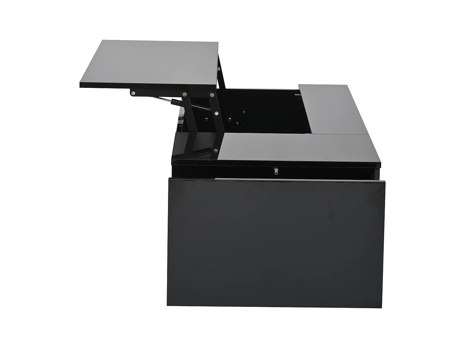 Table basse relevable Table basse noir avec éclairage LED et 1 tiroir de rangement