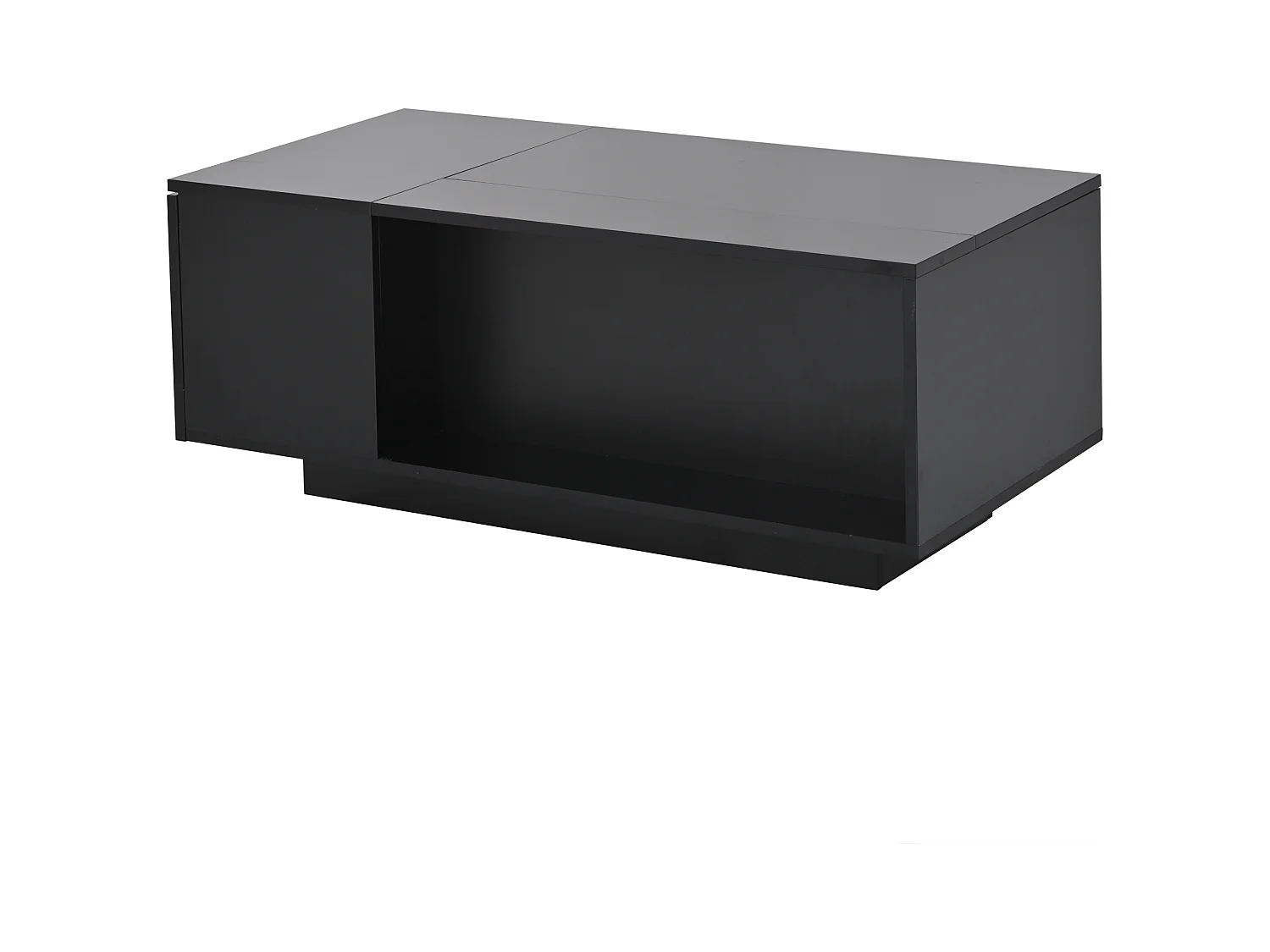 Table basse relevable Table basse noir avec éclairage LED et 1 tiroir de rangement