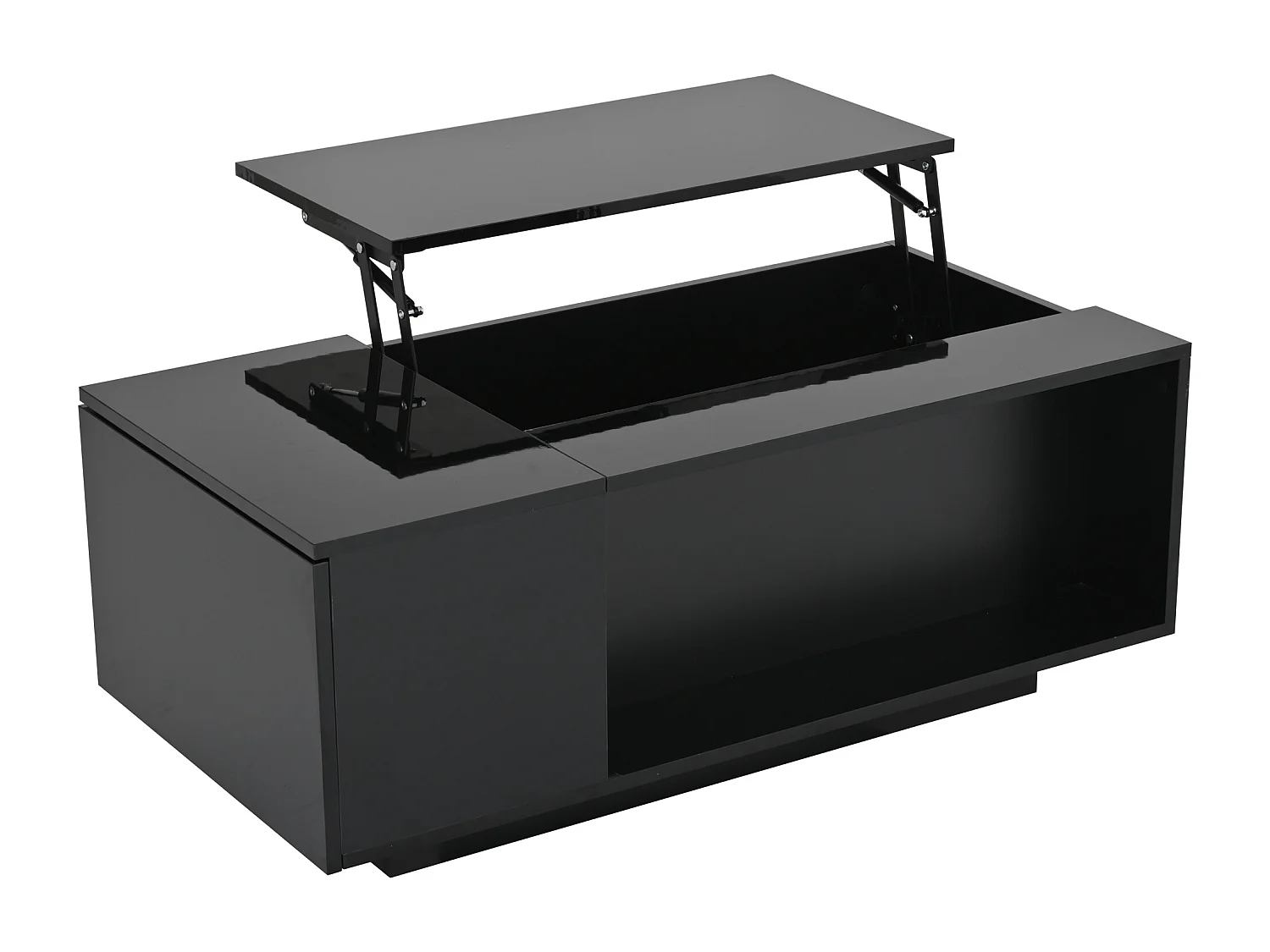 Table basse relevable Table basse noir avec éclairage LED et 1 tiroir de rangement