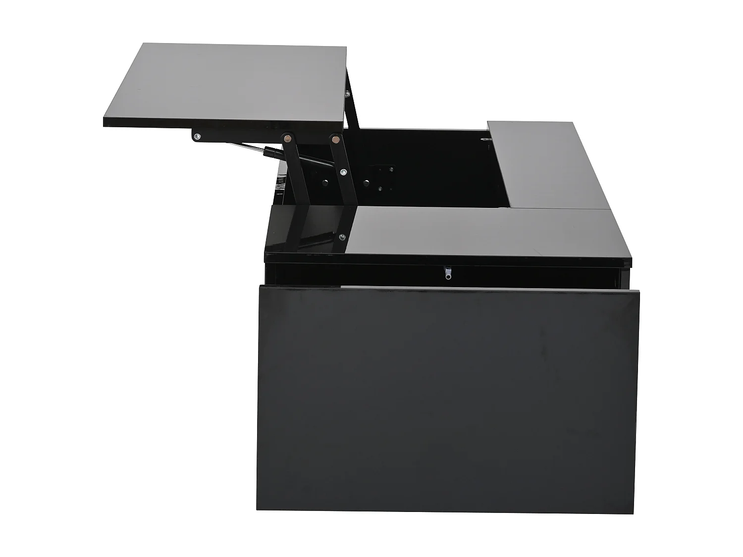 Table basse relevable Table basse noir avec éclairage LED et 1 tiroir de rangement