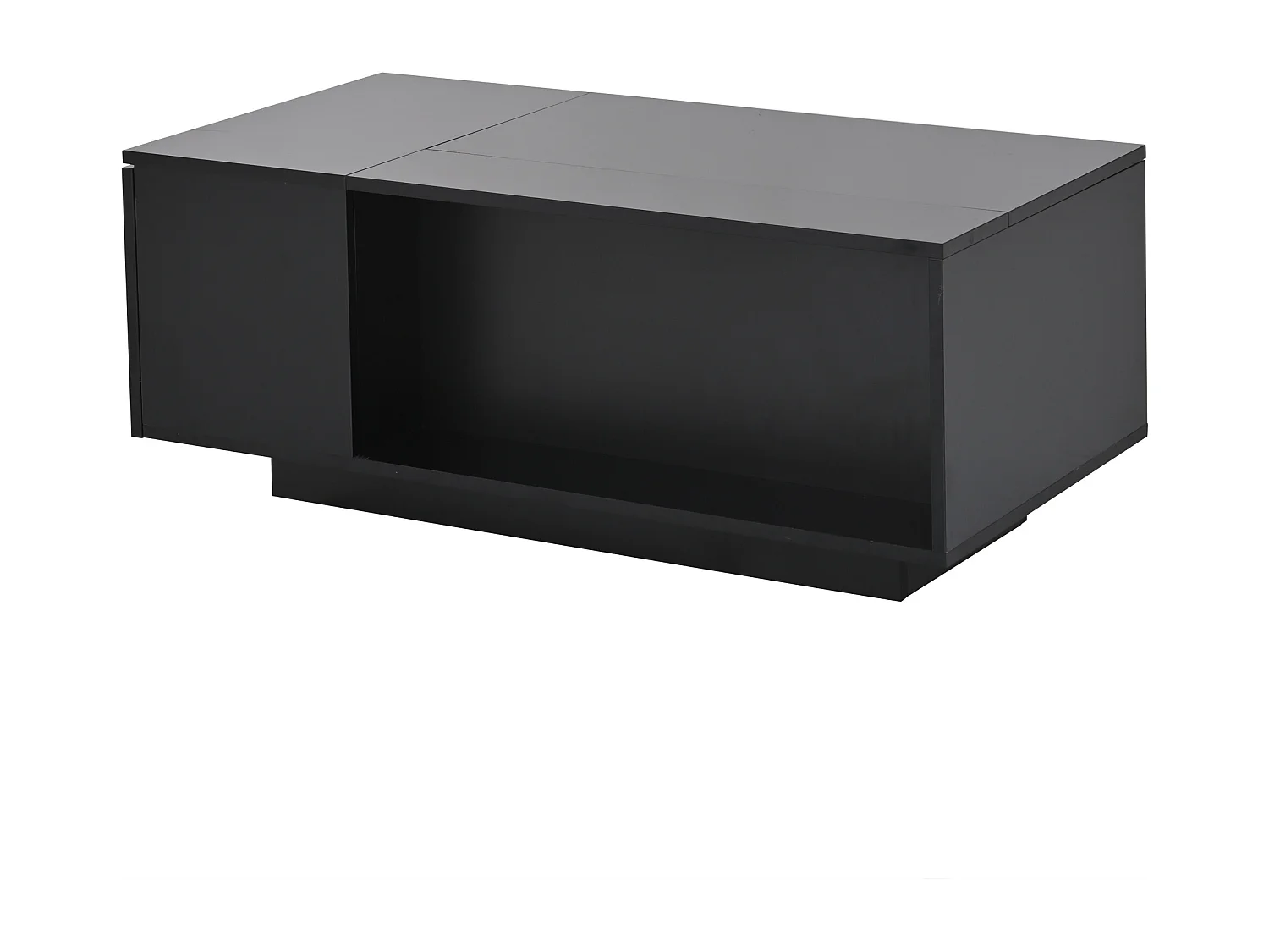 Table basse relevable Table basse noir avec éclairage LED et 1 tiroir de rangement