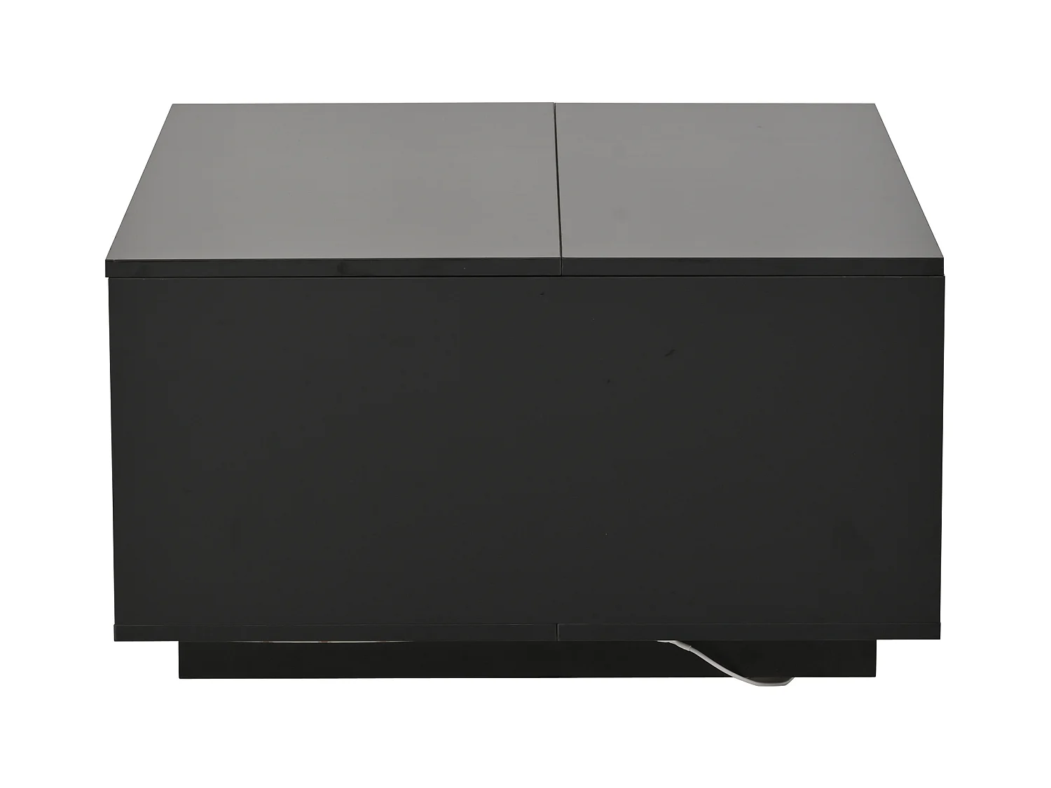 Table basse LED avec plateau relevable, 1 tiroir et 1 porte à abattant - noir brillant