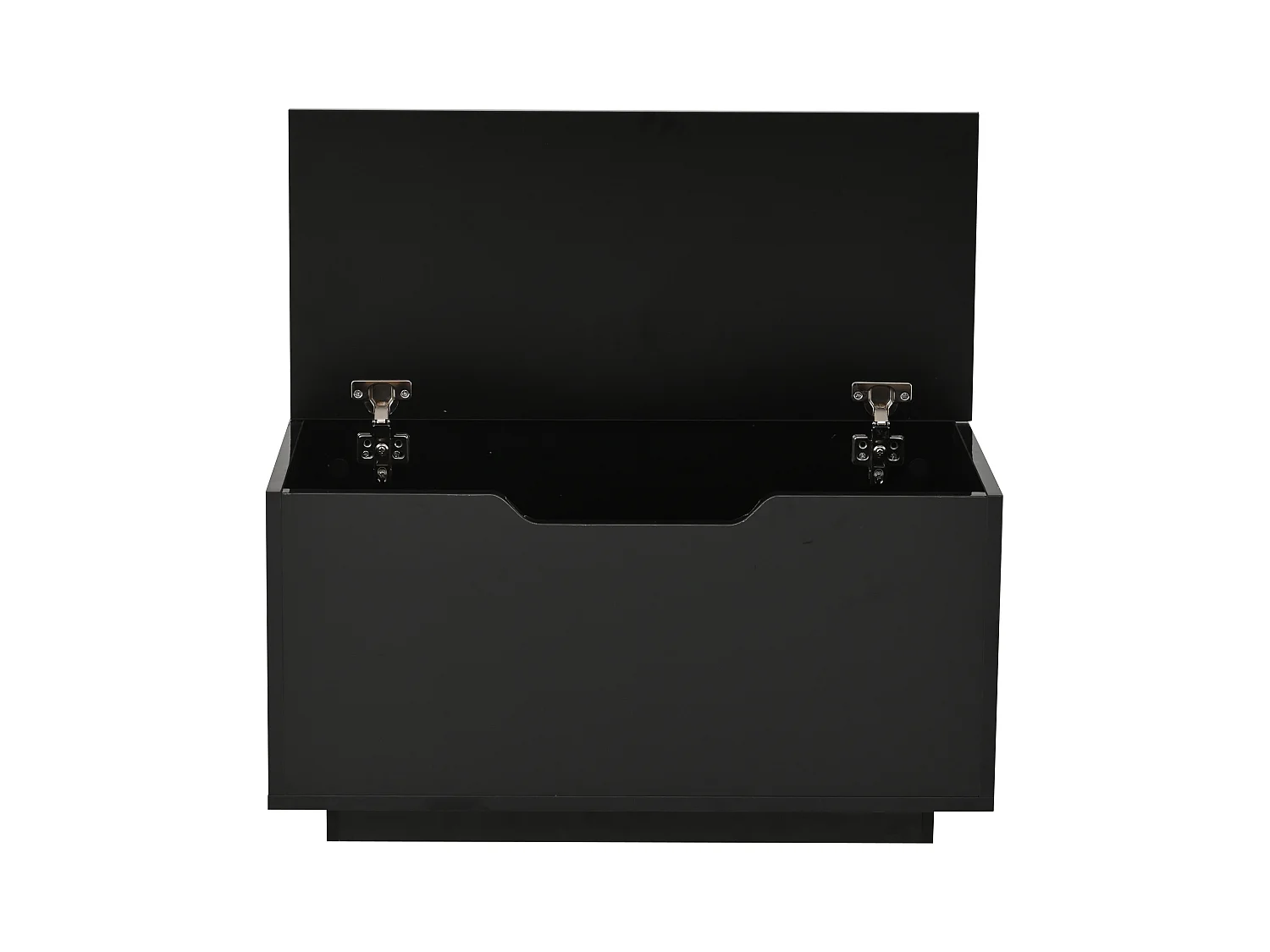 Table basse LED avec plateau relevable, 1 tiroir et 1 porte à abattant - noir brillant