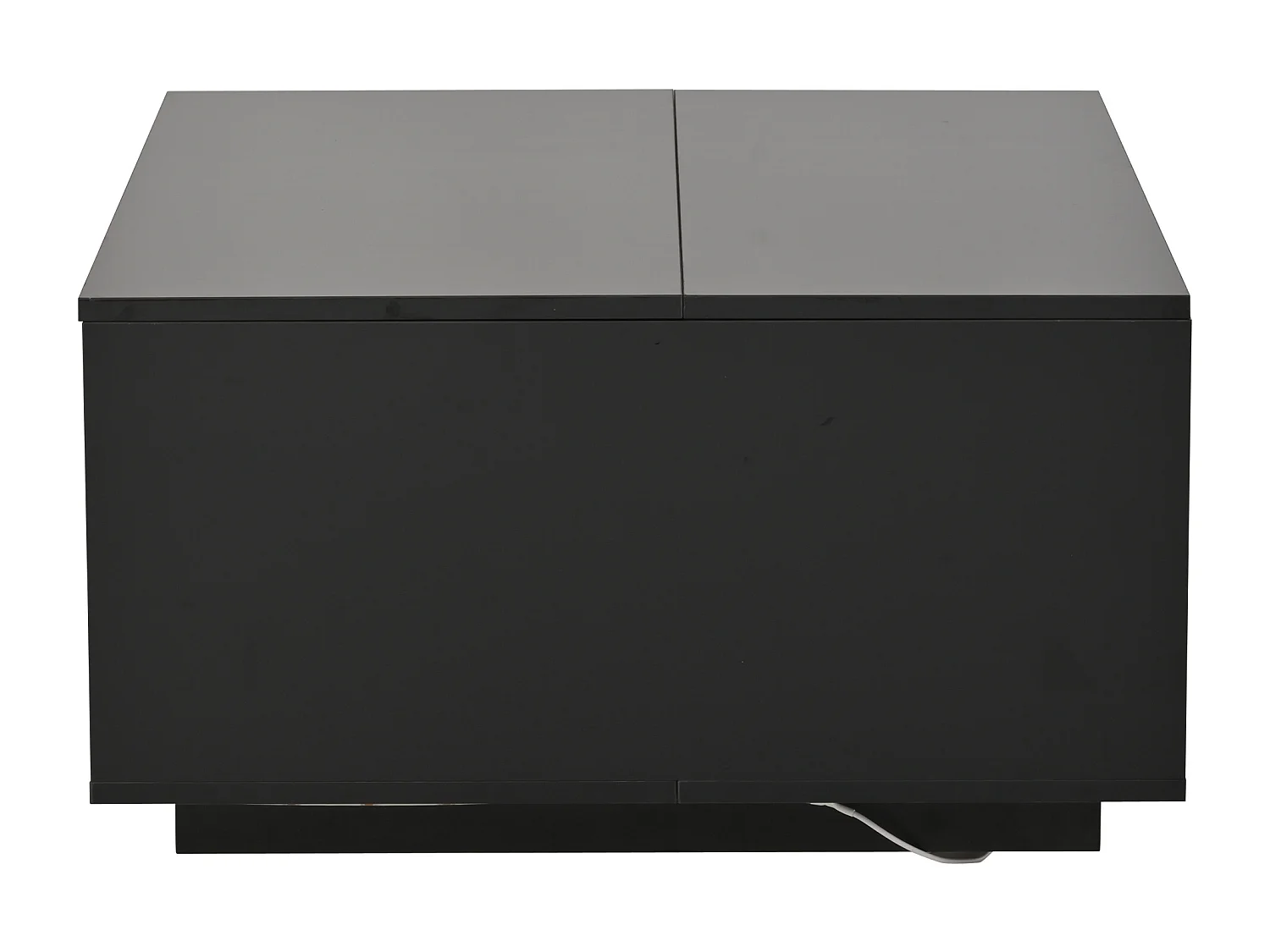 Table basse LED avec plateau relevable, 1 tiroir et 1 porte à abattant - noir brillant