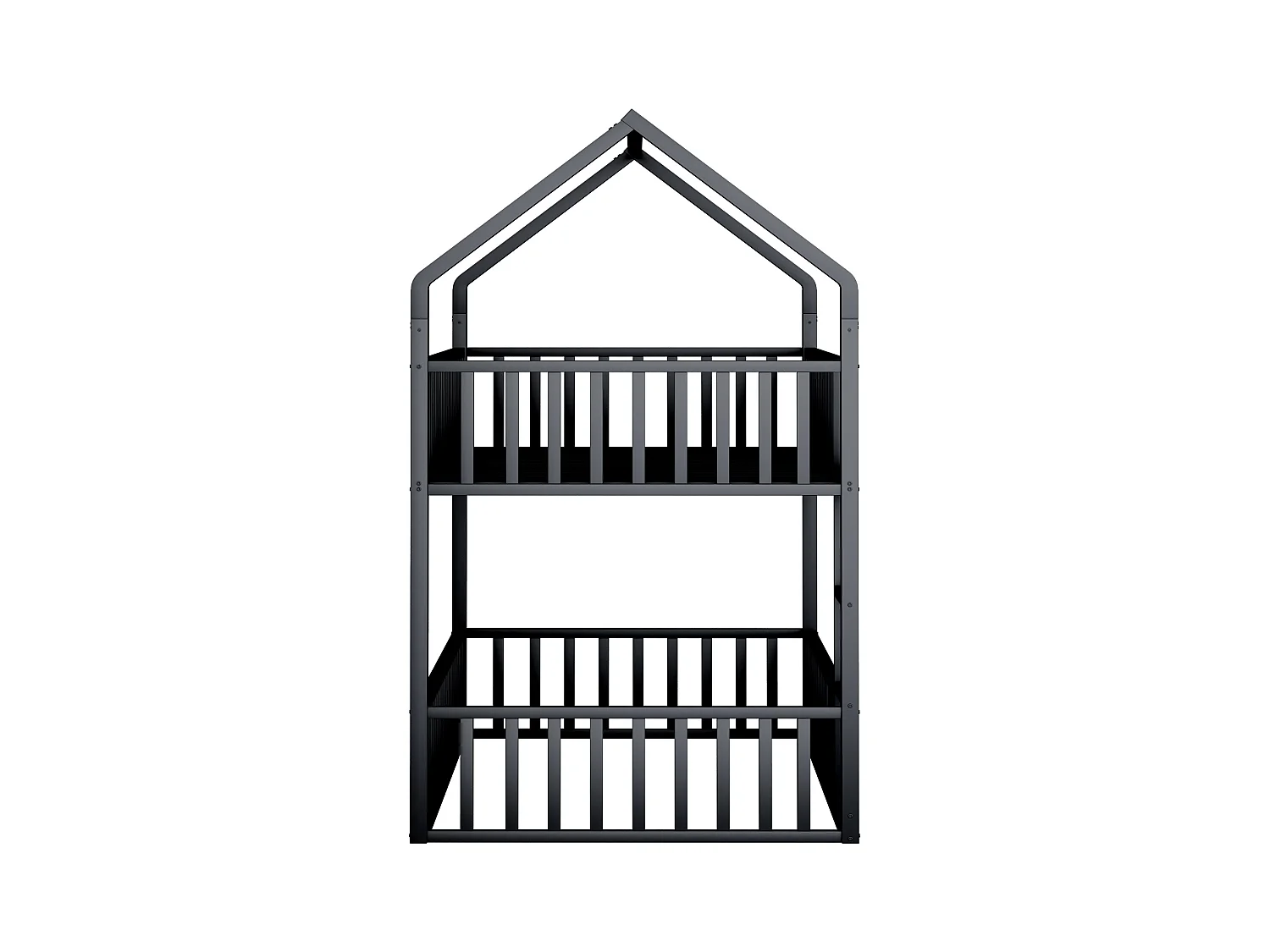 Lit superposé enfant 90x200 cm avec escalier et barrières de sécurité, noir - sans matelas