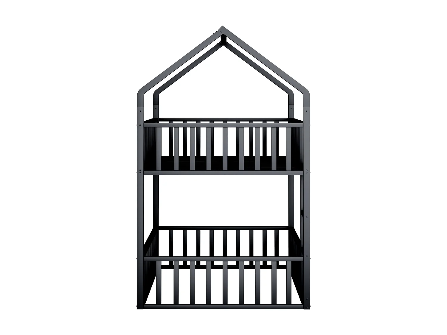 Lit superposé enfant 90x200 cm avec escalier et barrières de sécurité, noir - sans matelas