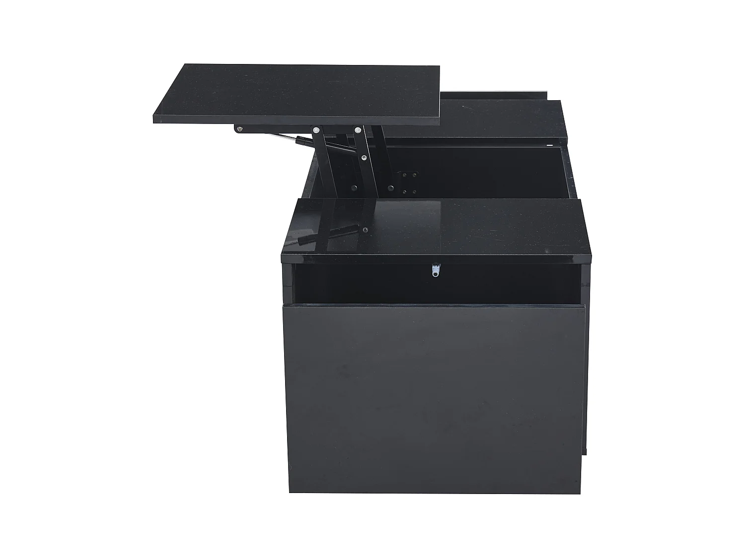 Table basse relevable Table basse noir avec éclairage LED et 2 tiroirs de rangement