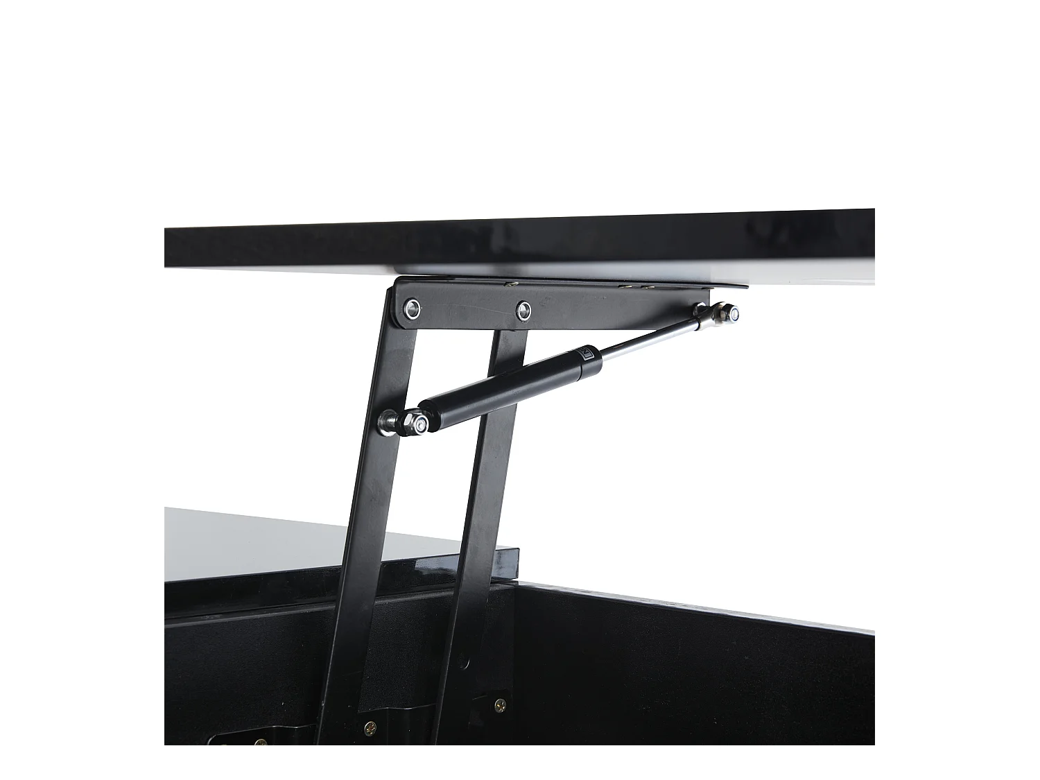 Table basse relevable Table basse noir avec éclairage LED et 2 tiroirs de rangement