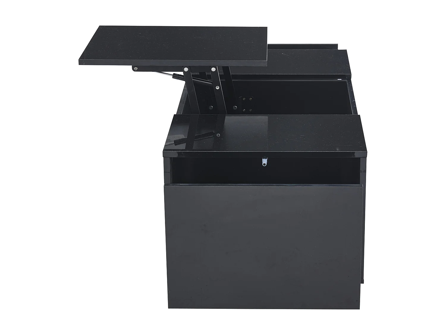 Table basse relevable Table basse noir avec éclairage LED et 2 tiroirs de rangement