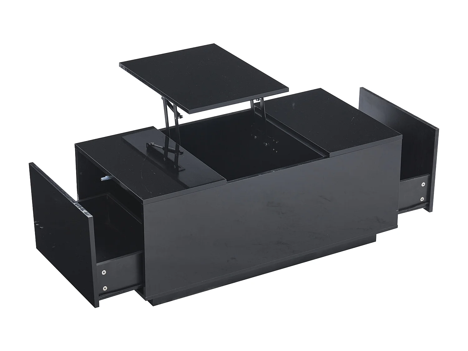 Table basse relevable Table basse noir avec éclairage LED et 2 tiroirs de rangement