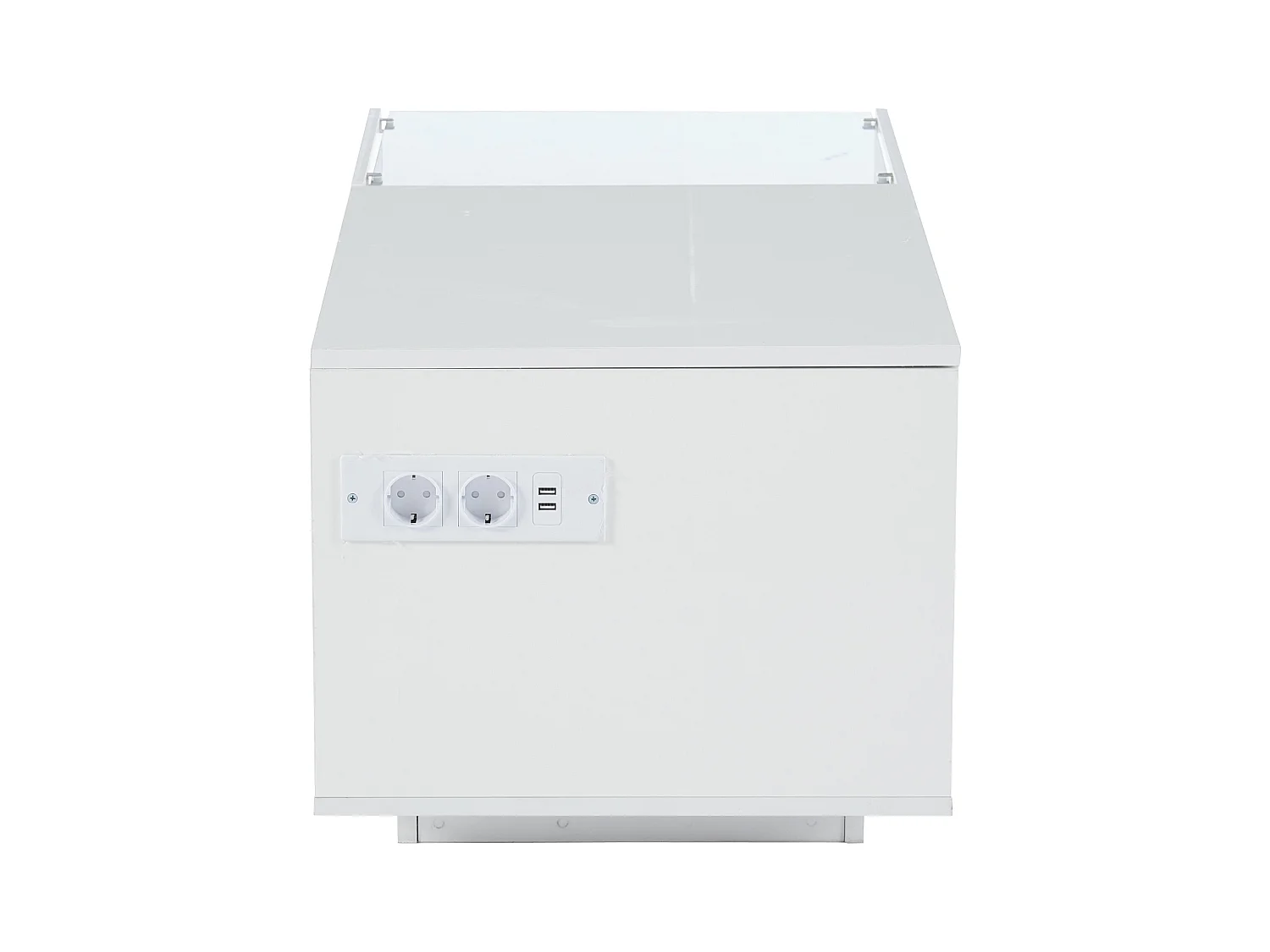 Table basse relevable Table basse blanc avec éclairage LED et prise USB, 1 tiroir - pour salon