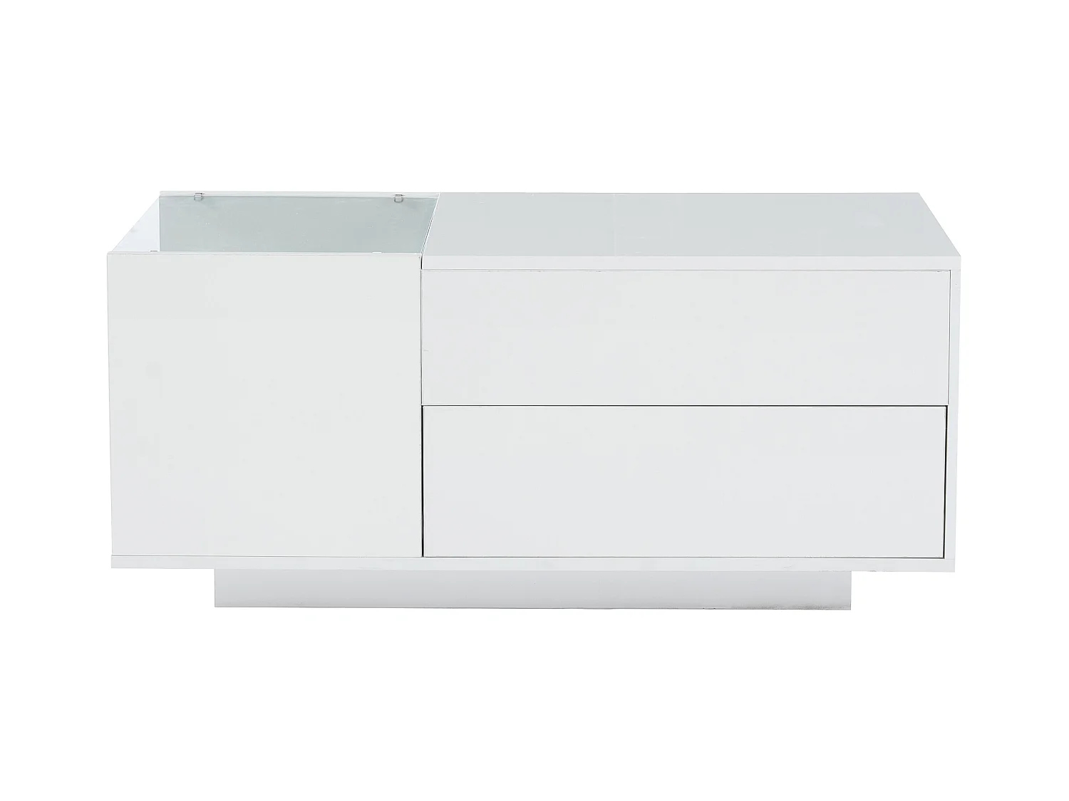 Table basse relevable Table basse blanc avec éclairage LED et prise USB, 1 tiroir - pour salon