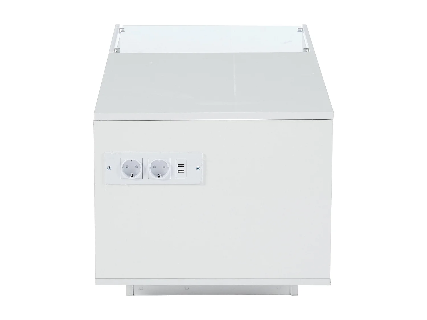 Table basse relevable Table basse blanc avec éclairage LED et prise USB, 1 tiroir - pour salon