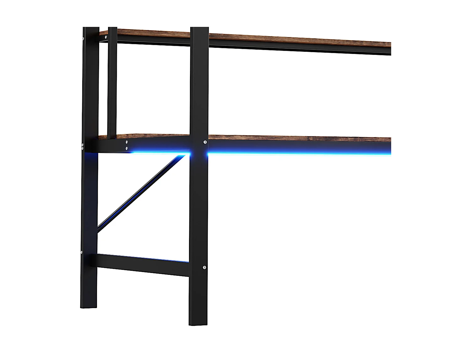 Hoogslaper 90x200 cm met USB- en LED-verlichting, planken en bureau, zwart - zonder matras