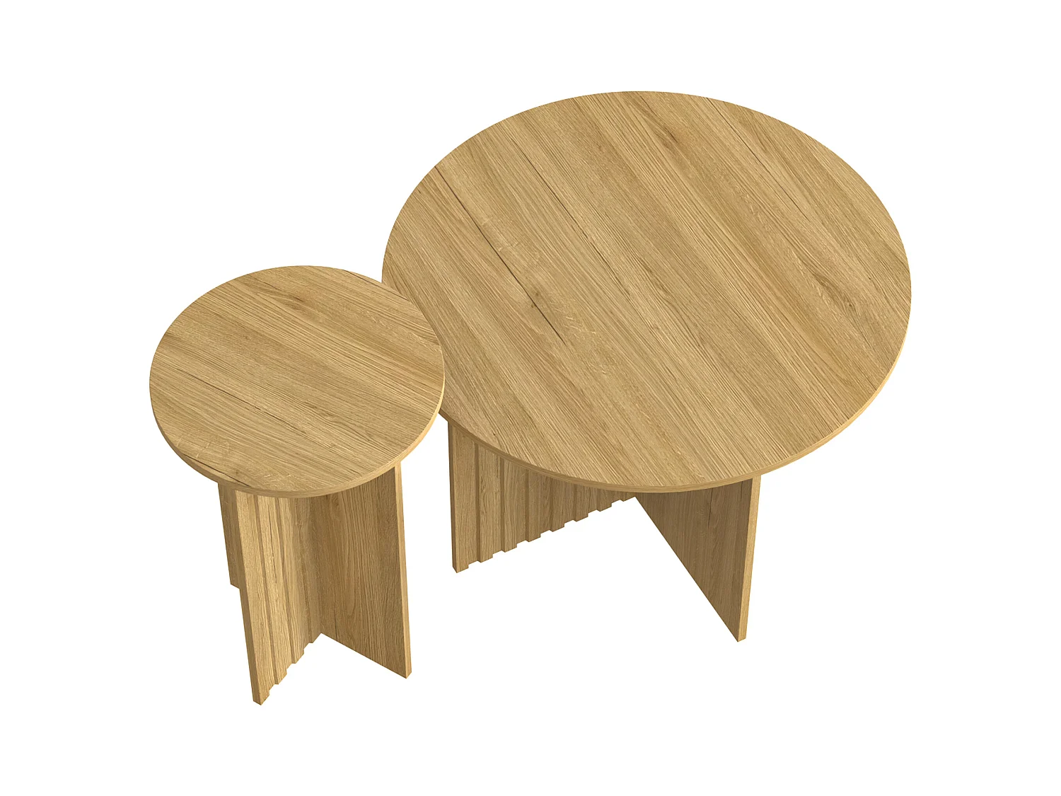 Lot de 2 tables basses modernes avec plateau rond en bois veiné - pour salons et bureaux