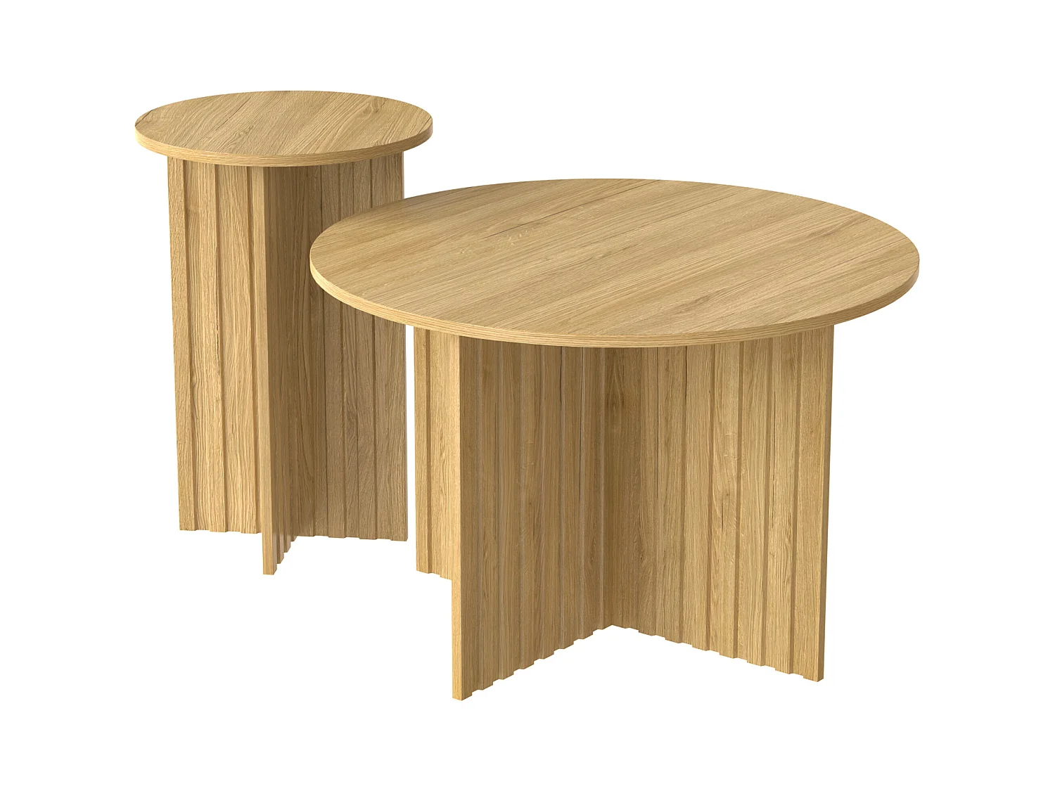 Lot de 2 tables basses modernes avec plateau rond en bois veiné - pour salons et bureaux