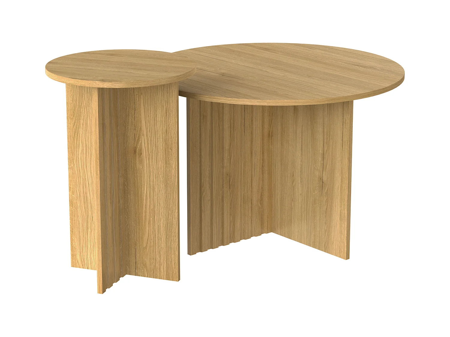 Lot de 2 tables basses modernes avec plateau rond en bois veiné - pour salons et bureaux