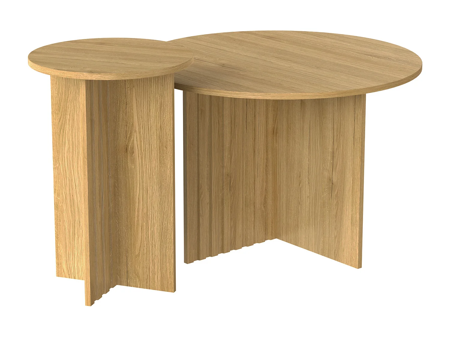 Lot de 2 tables basses modernes avec plateau rond en bois veiné - pour salons et bureaux