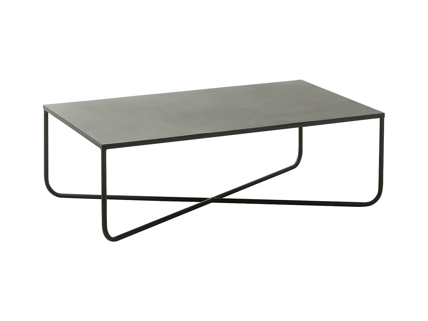 Table basse salon pied croix métal noir design moderne