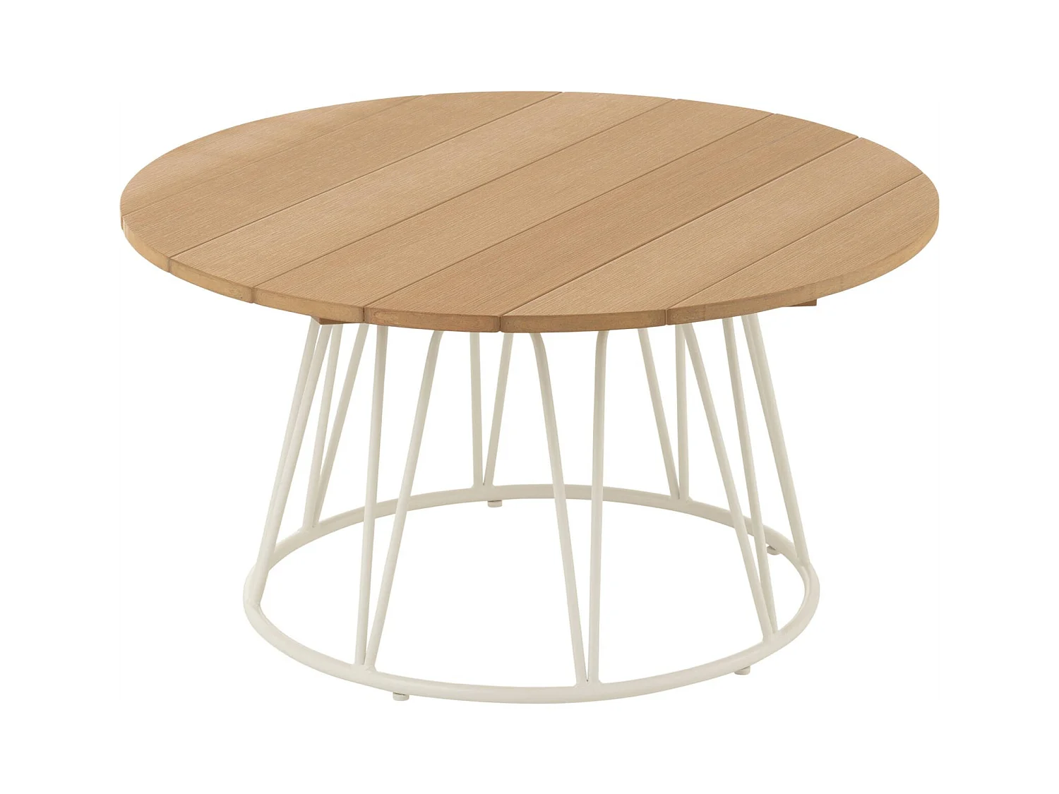 Table basse blanche design en fer et polyéthylène naturel