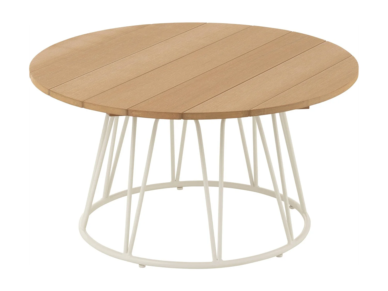 Table basse blanche design en fer et polyéthylène naturel