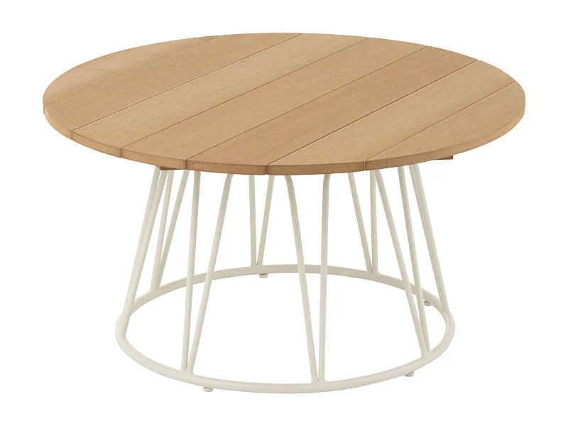 Table basse blanche design en fer et polyéthylène naturel