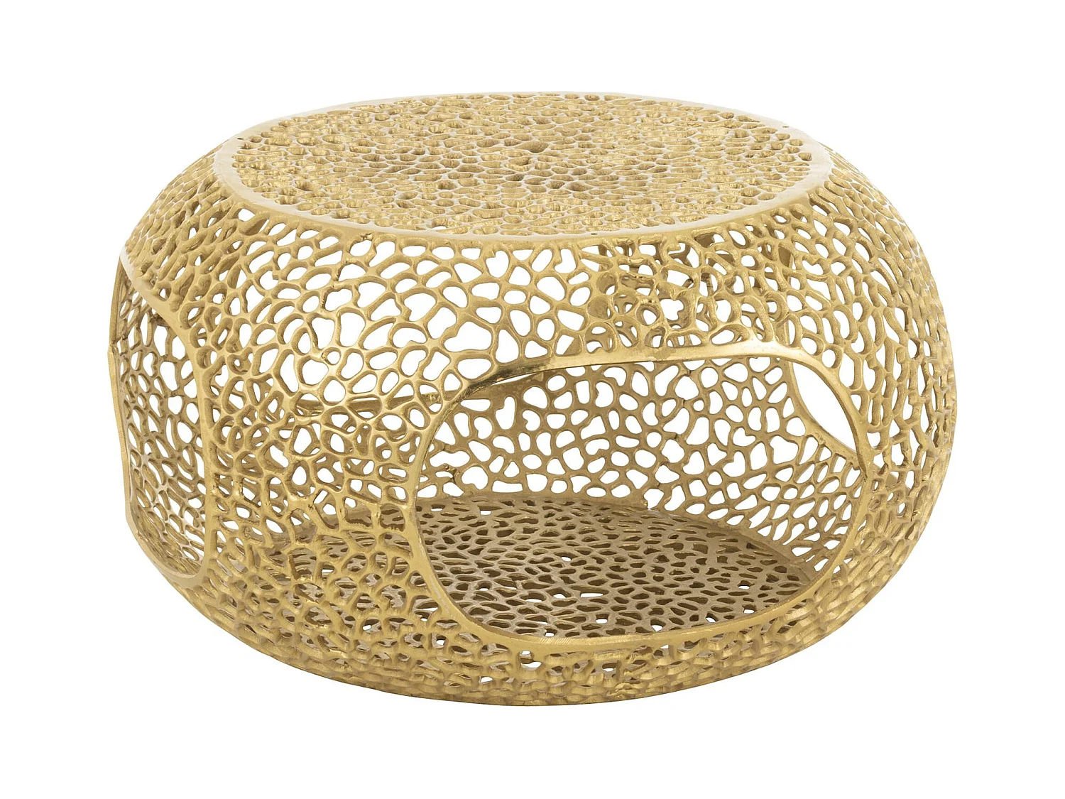 Table basse design en aluminium doré ambiance élégante