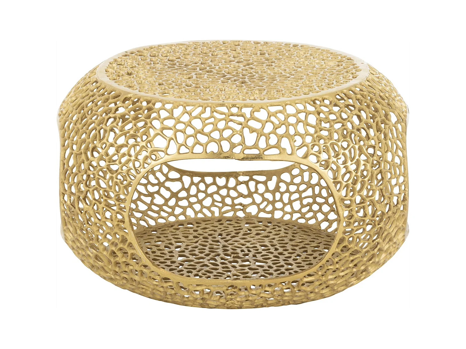 Table basse design en aluminium doré ambiance élégante