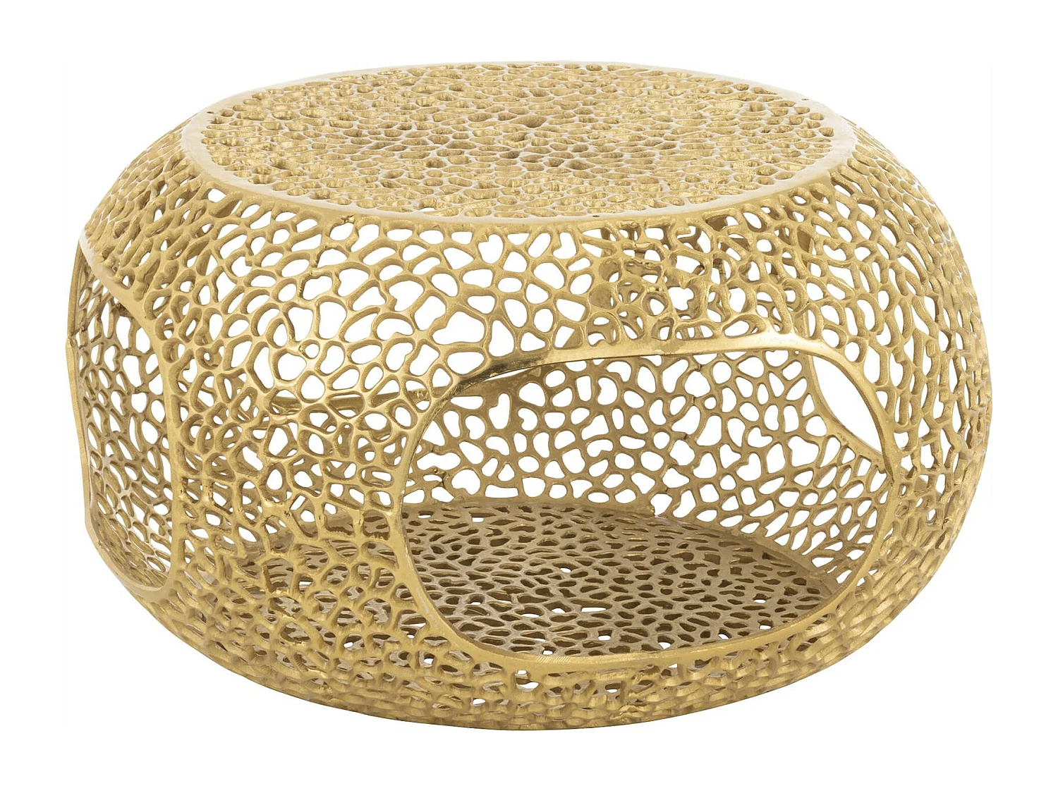 Table basse design en aluminium doré ambiance élégante