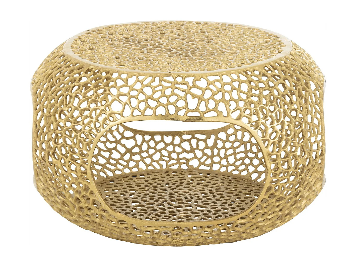 Table basse design en aluminium doré ambiance élégante