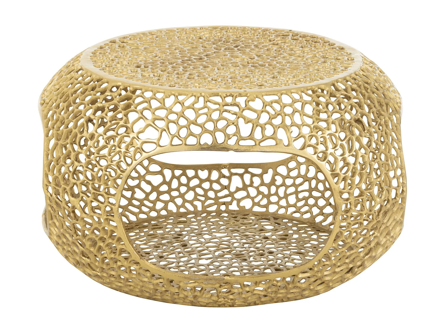 Table basse design en aluminium doré ambiance élégante