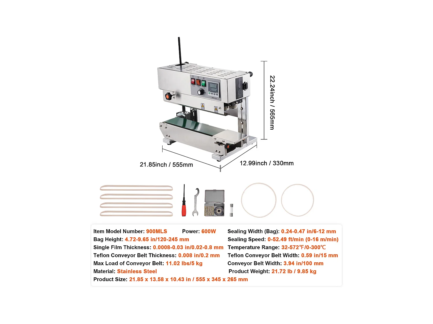 Machine de Scellage SucceBuy de Sacs en Continu, Scelleuse à Bande Verticale, Acier Inoxydable