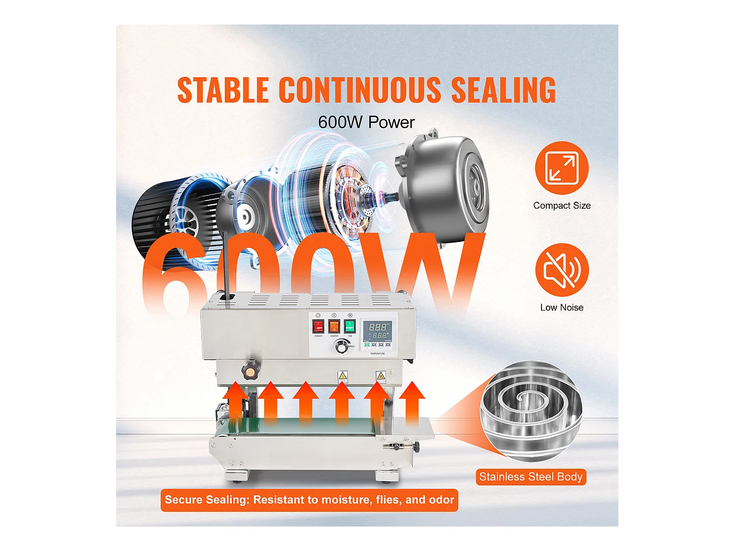 Machine de Scellage SucceBuy de Sacs en Continu, Scelleuse à Bande Verticale, Acier Inoxydable