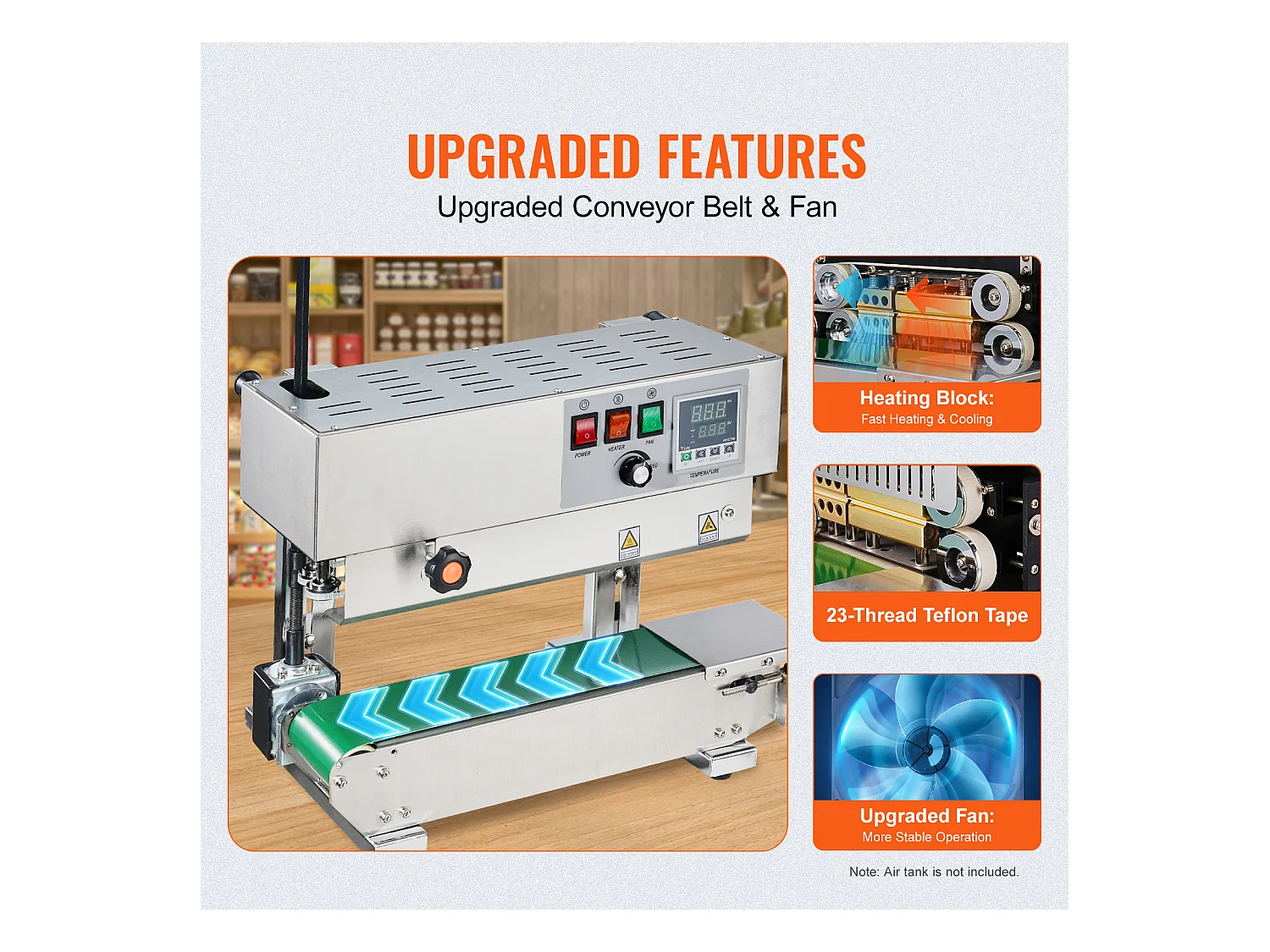 Machine de Scellage SucceBuy de Sacs en Continu, Scelleuse à Bande Verticale, Acier Inoxydable