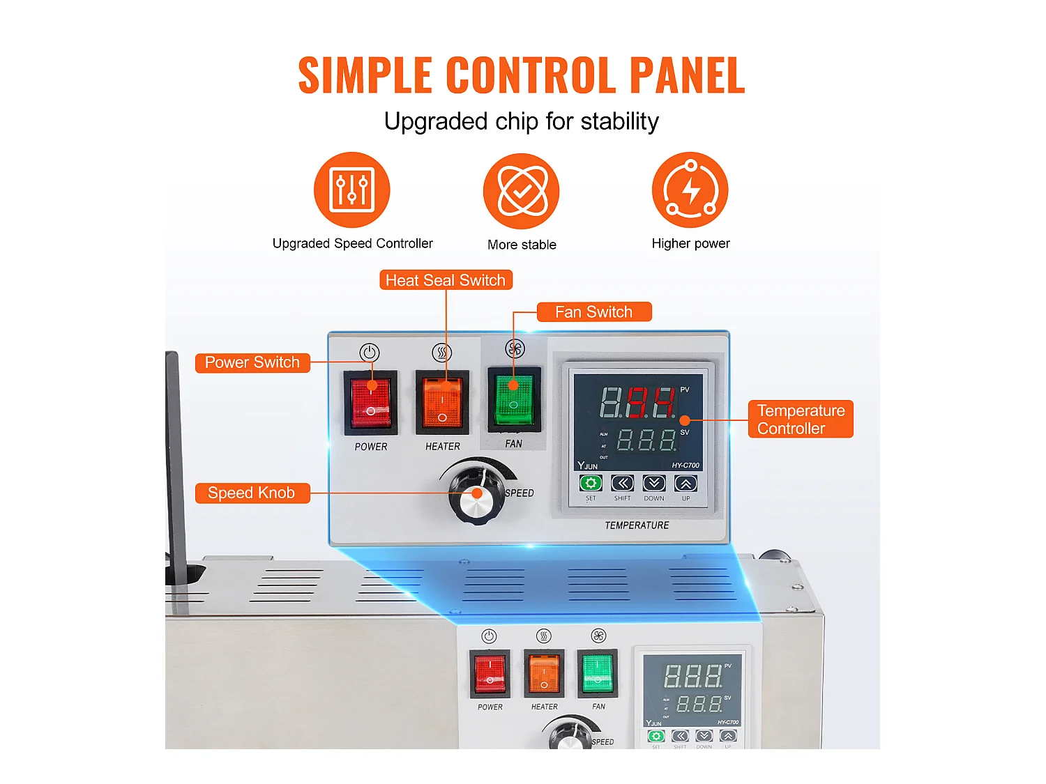 Machine de Scellage SucceBuy de Sacs en Continu, Scelleuse à Bande Verticale, Acier Inoxydable