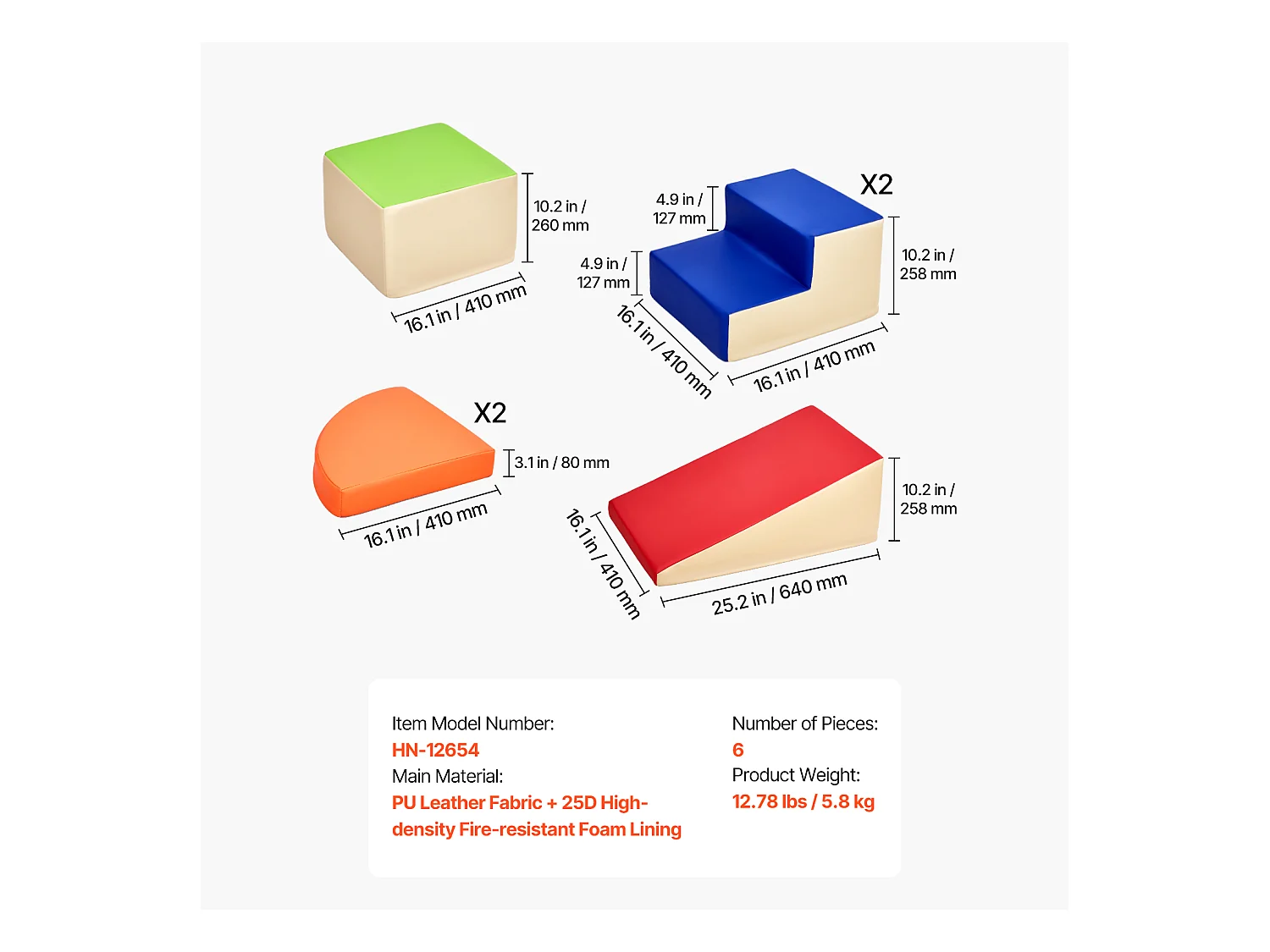 Juguete de Escalada SucceBuy de 6 Bloques de Espuma para Niños Pequeños y Preescolares, Juego de Actividades para Interiores