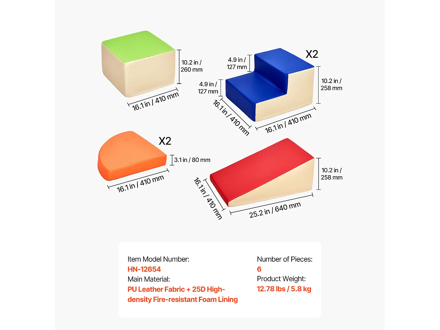 Jouet d'Escalade, SucceBuy Blocs d'Escalade en Mousse, 6 Pièces, pour Tout-Petits et Enfants d'Âge Préscolaire, Ensemble d'Activités d'Intérieur
