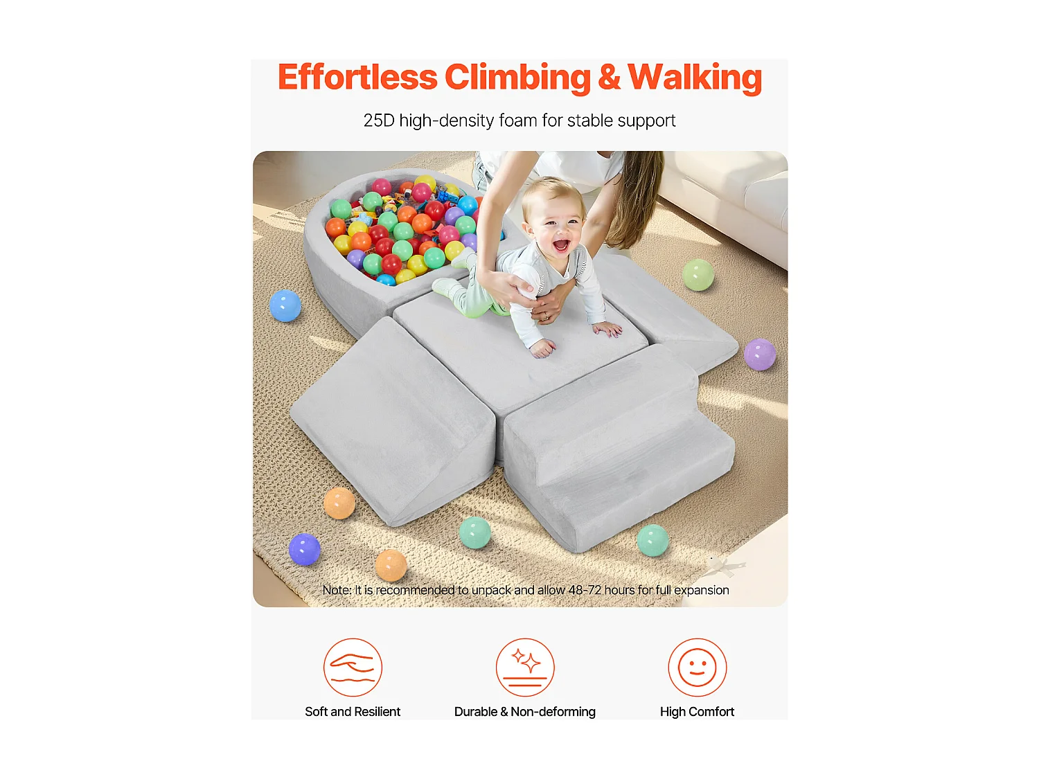 Juguete de Escalada SucceBuy, Juego de 5 Bloques de Escalada de Espuma con Piscina de Pelotas para Niños Pequeños