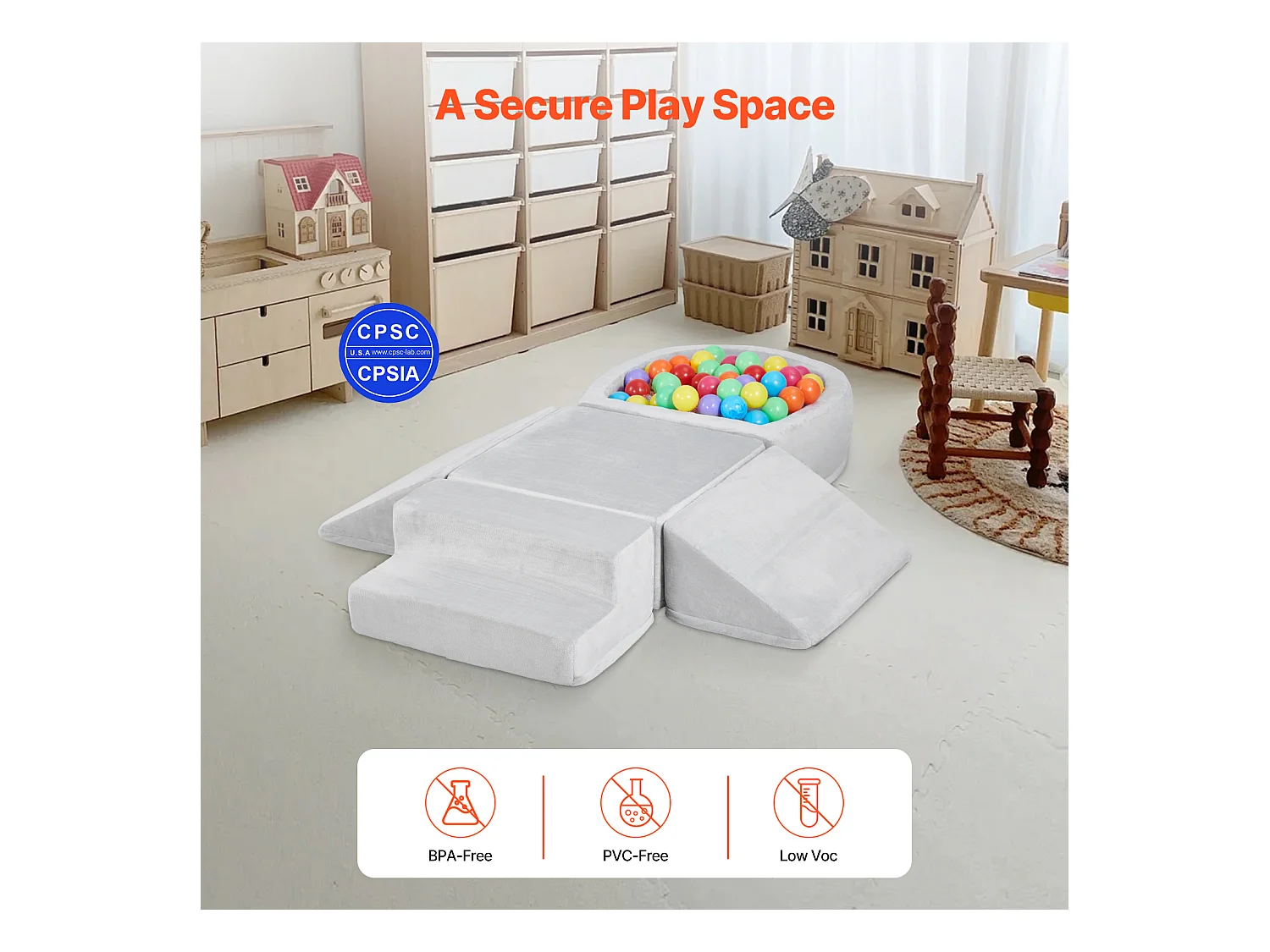 Juguete de Escalada SucceBuy, Juego de 5 Bloques de Escalada de Espuma con Piscina de Pelotas para Niños Pequeños