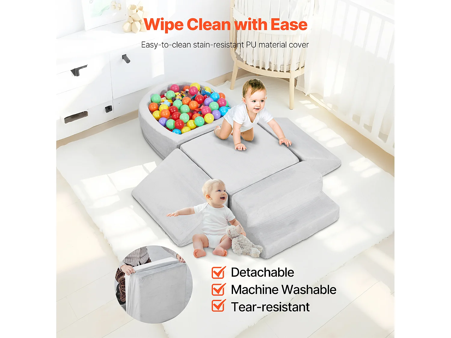 Juguete de Escalada SucceBuy, Juego de 5 Bloques de Escalada de Espuma con Piscina de Pelotas para Niños Pequeños